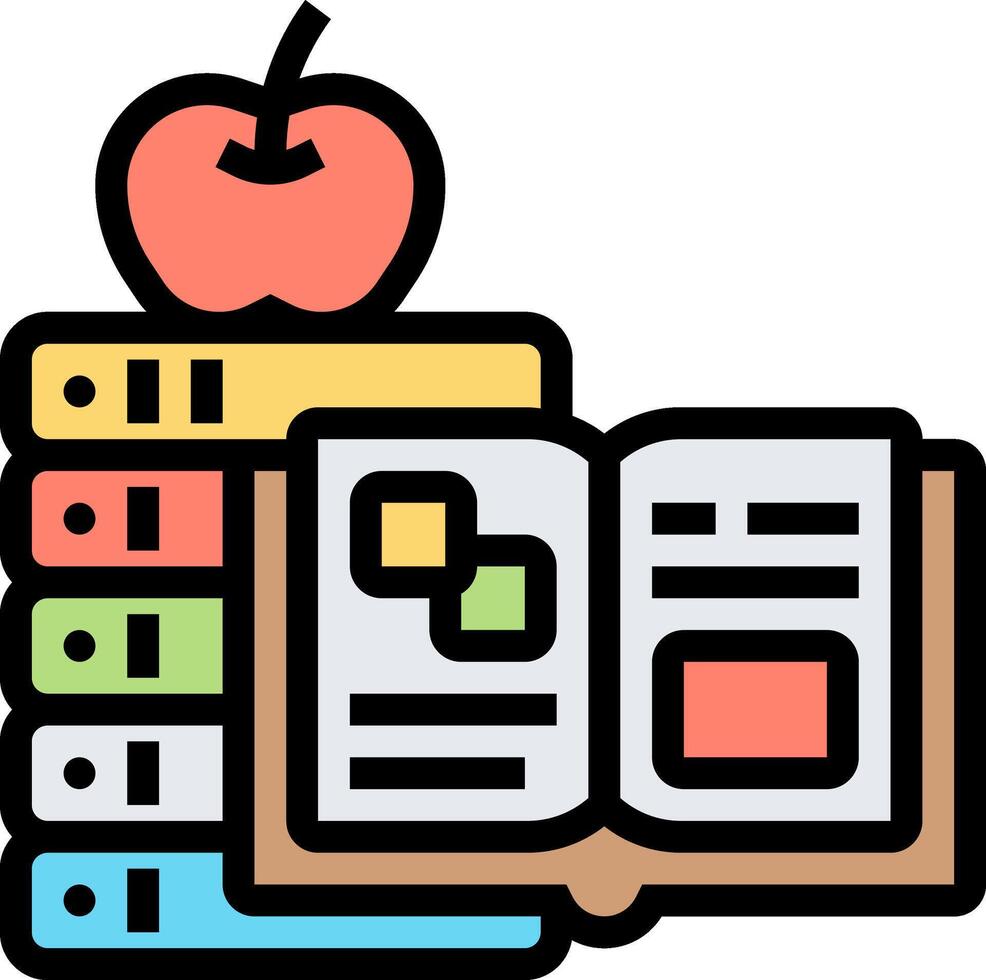 An apple and books are on top of a stack of books vector