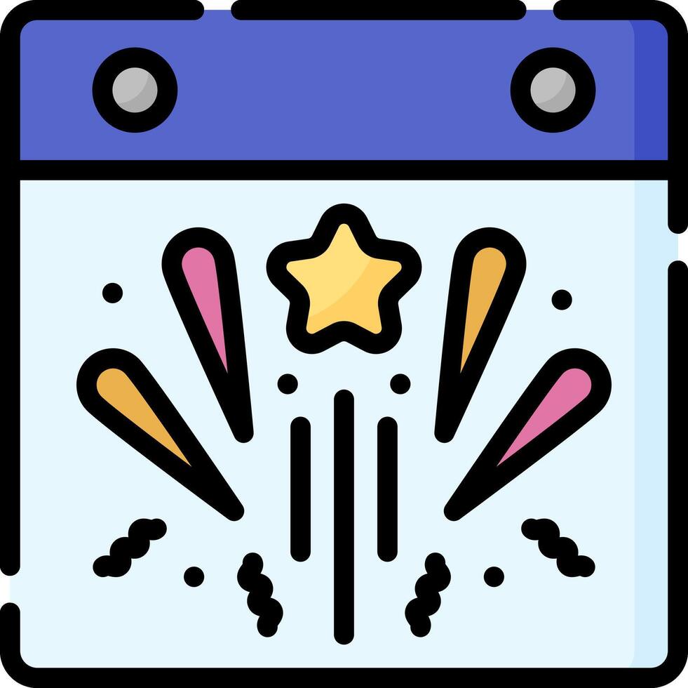 Calendar icon with fireworks vector