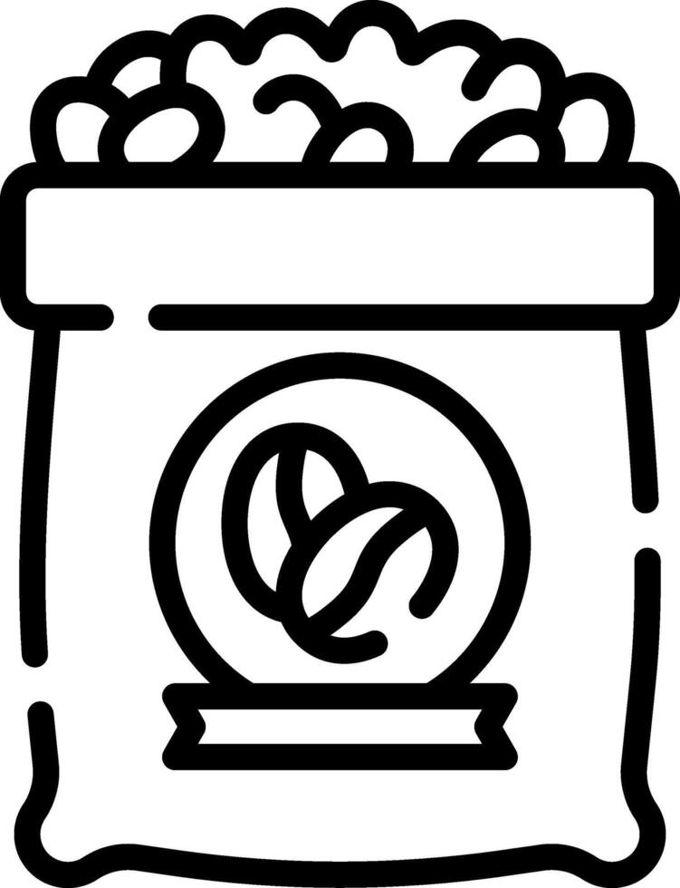A black and white illustration of a bag of beans vector
