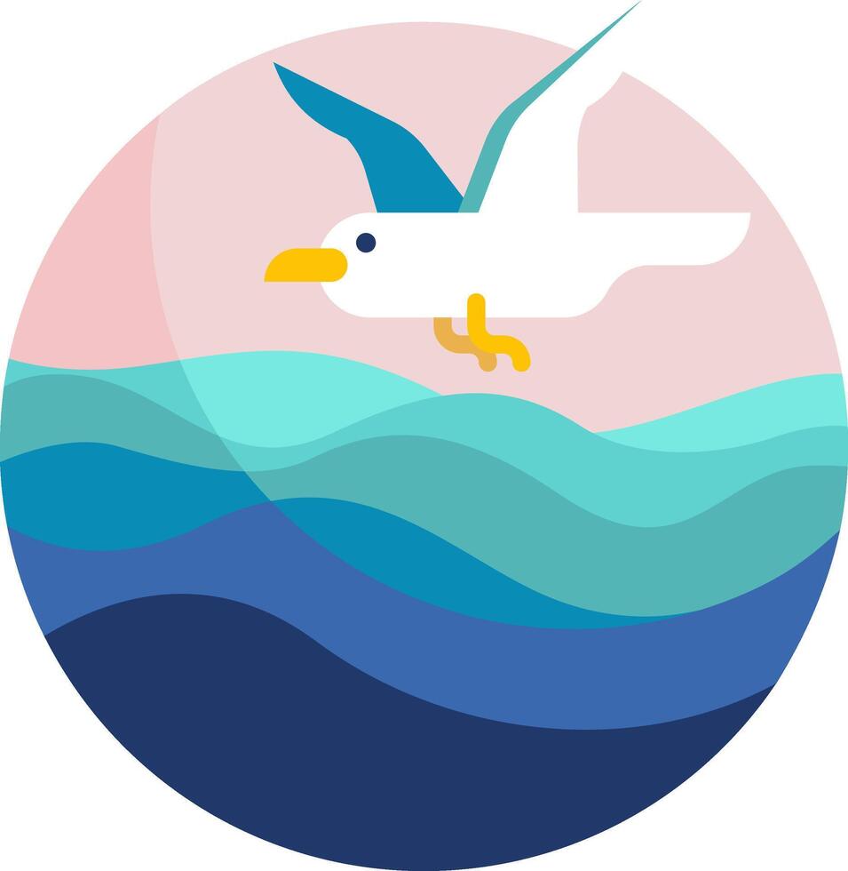 A bird flying over the ocean with waves vector