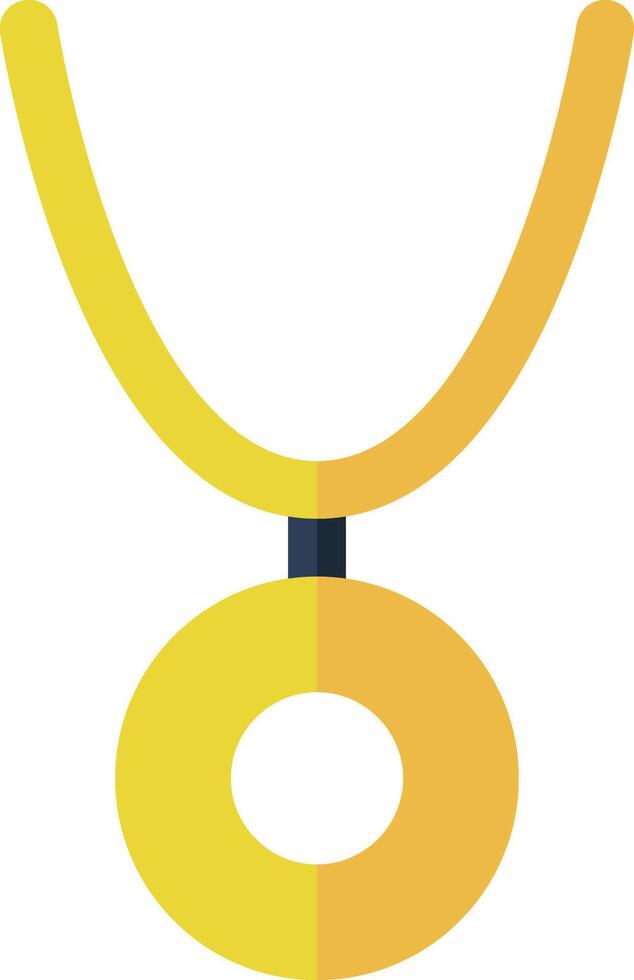 A yellow necklace with a black and blue circle vector