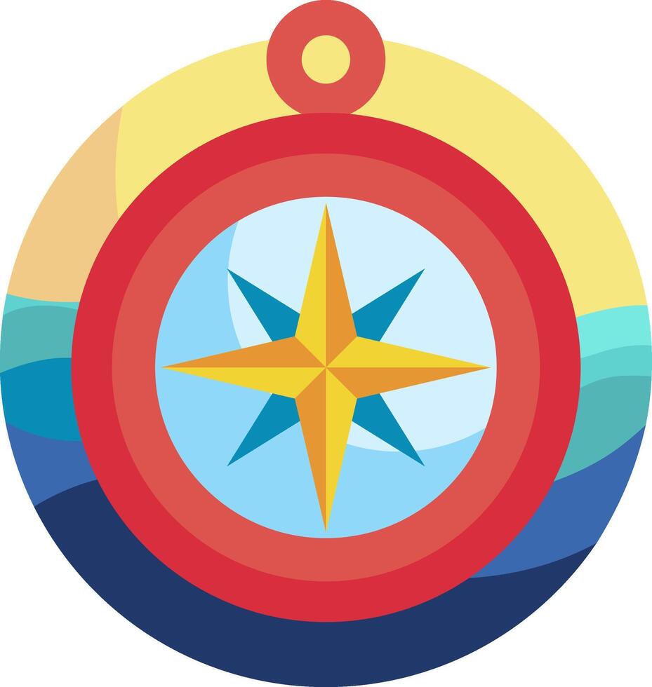 A compass with a star on it in a circle vector