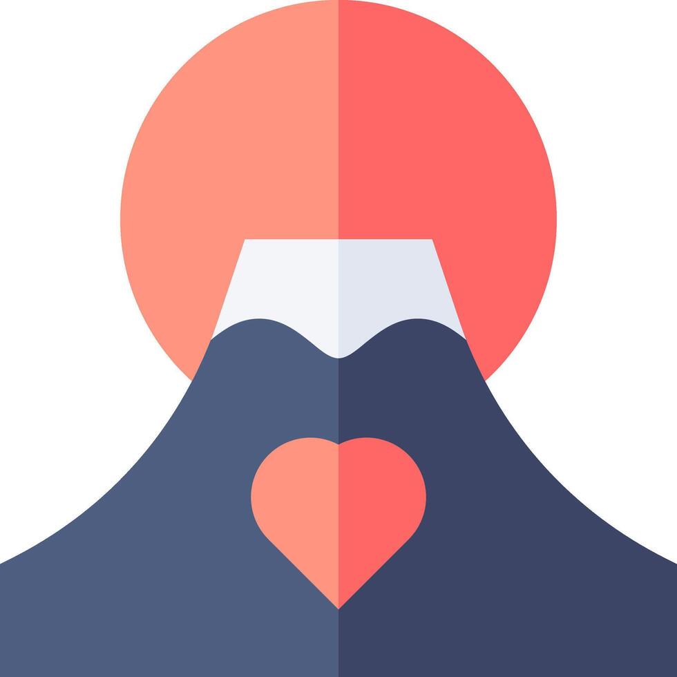 An icon of a mountain with a heart in the middle vector