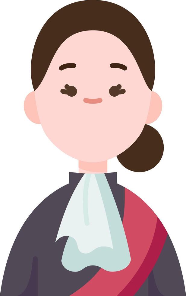 A cartoon woman in a black dress with a red scarf vector