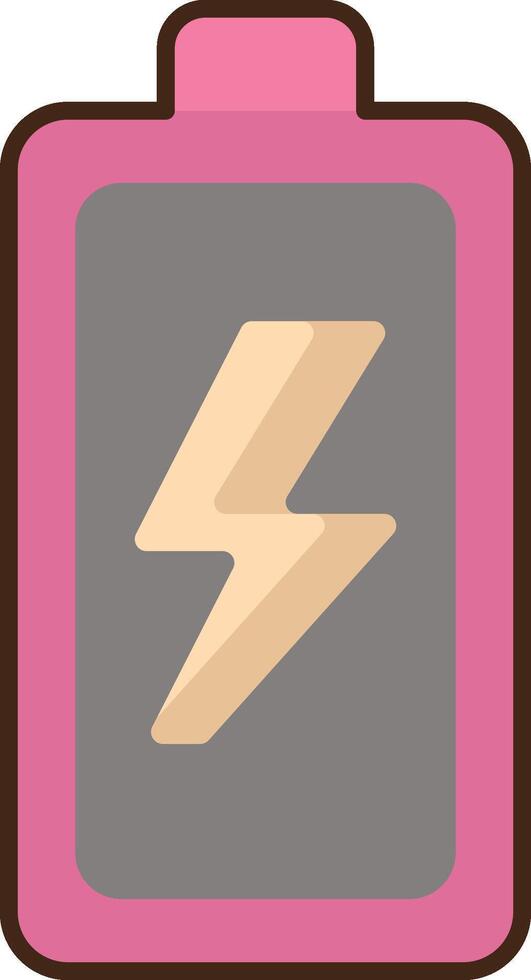 A pink battery icon with a lightning bolt vector