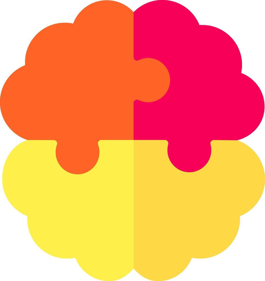 A puzzle piece with two pieces of yellow and red vector