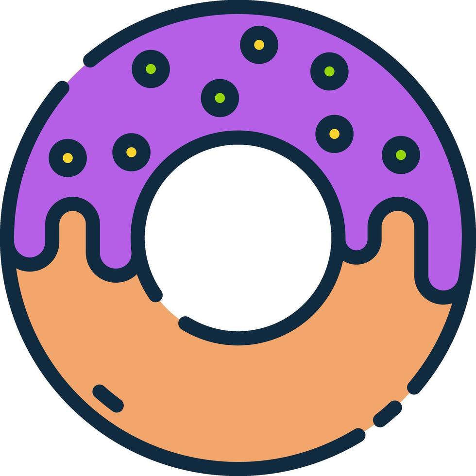 A donut with purple icing and sprinkles on it vector