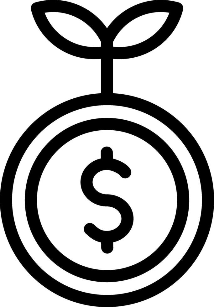 A black and white icon of a plant growing out of a dollar sign vector
