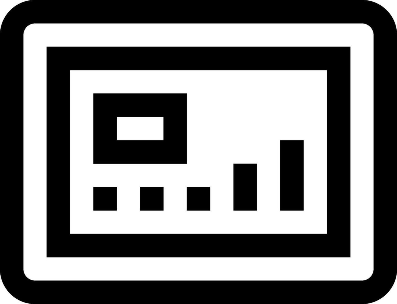 A black and white icon of a bar graph vector