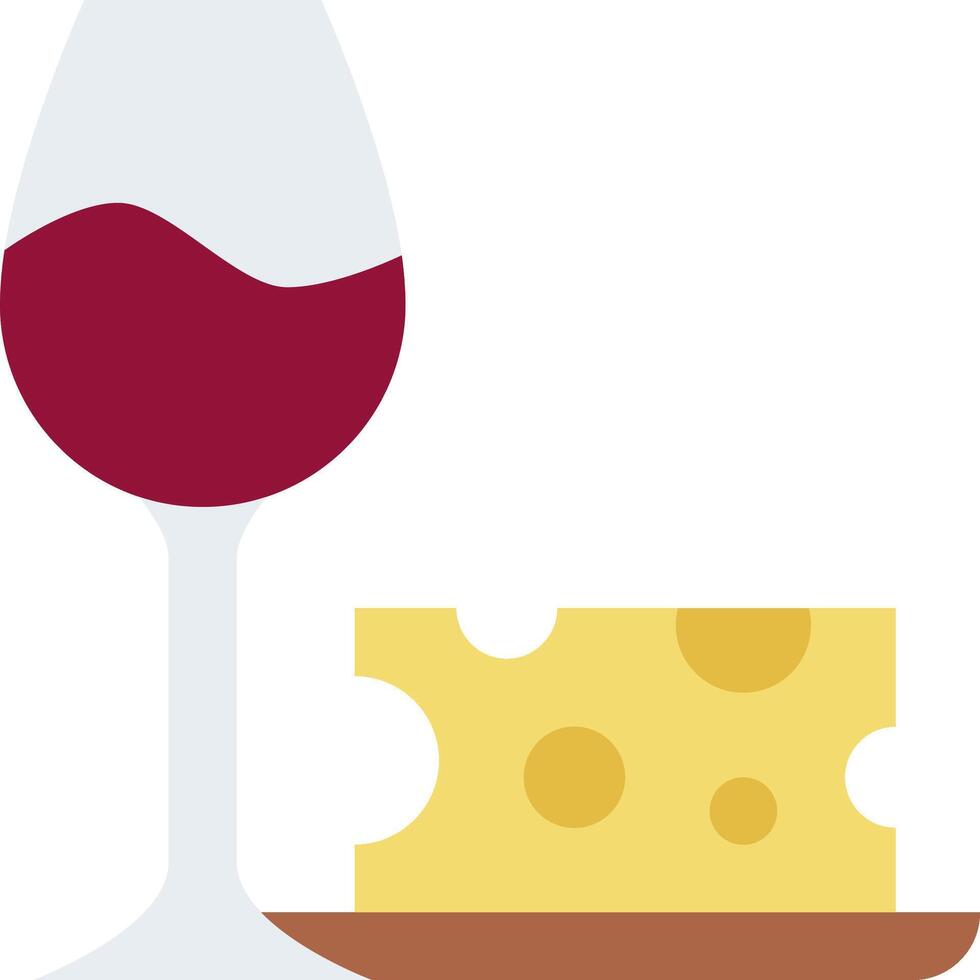 un vaso de vino y un pedazo de queso vector