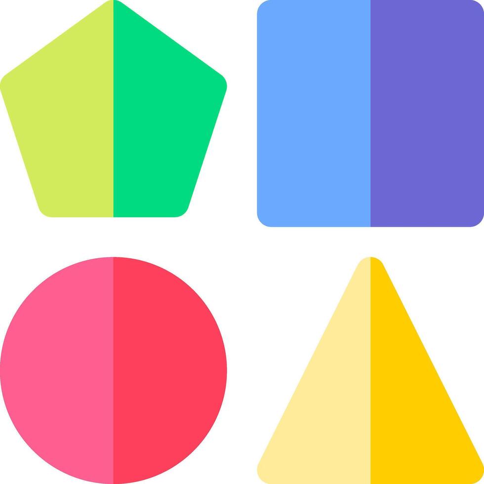Four different shapes are shown in different colors vector