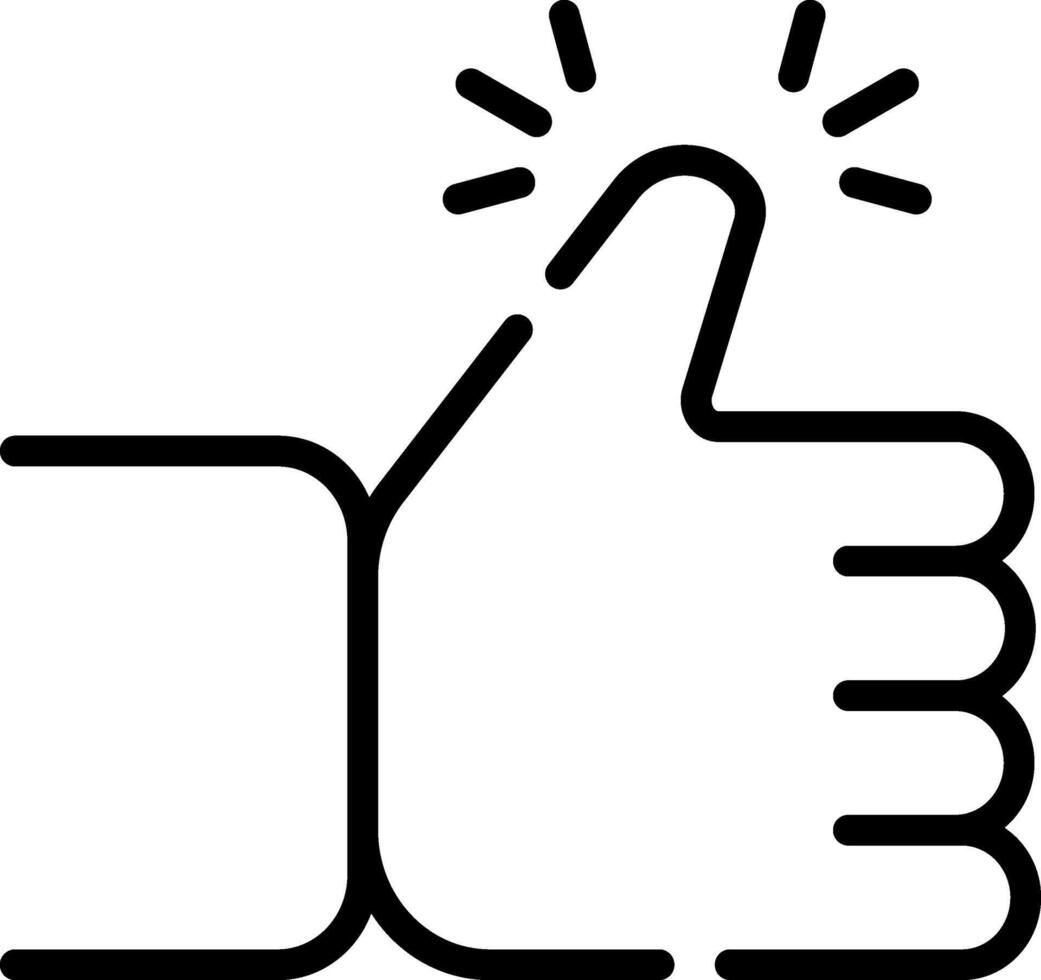 A thumbs up icon with a light shining on it vector