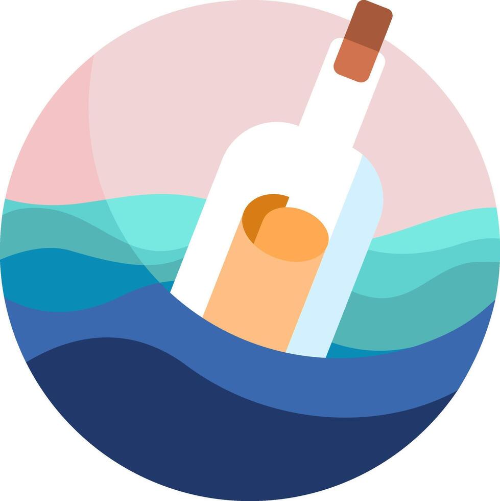 A bottle of wine floating in the ocean vector