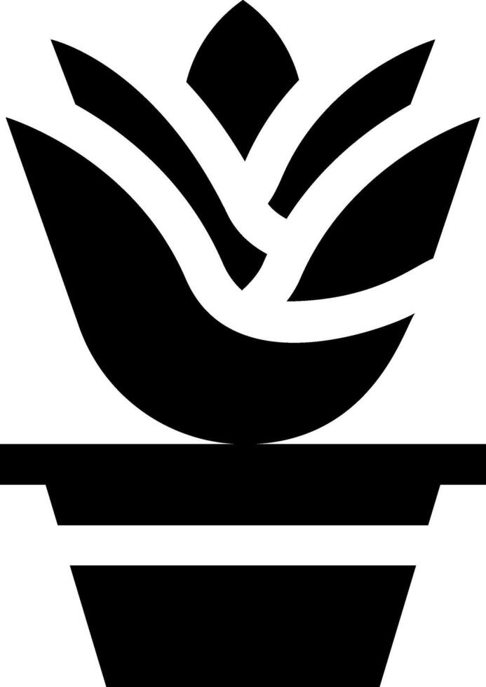 A black and white icon of a flower in a pot vector
