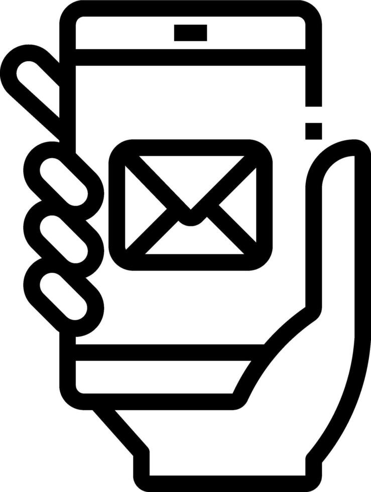 Email icon in hand holding phone vector
