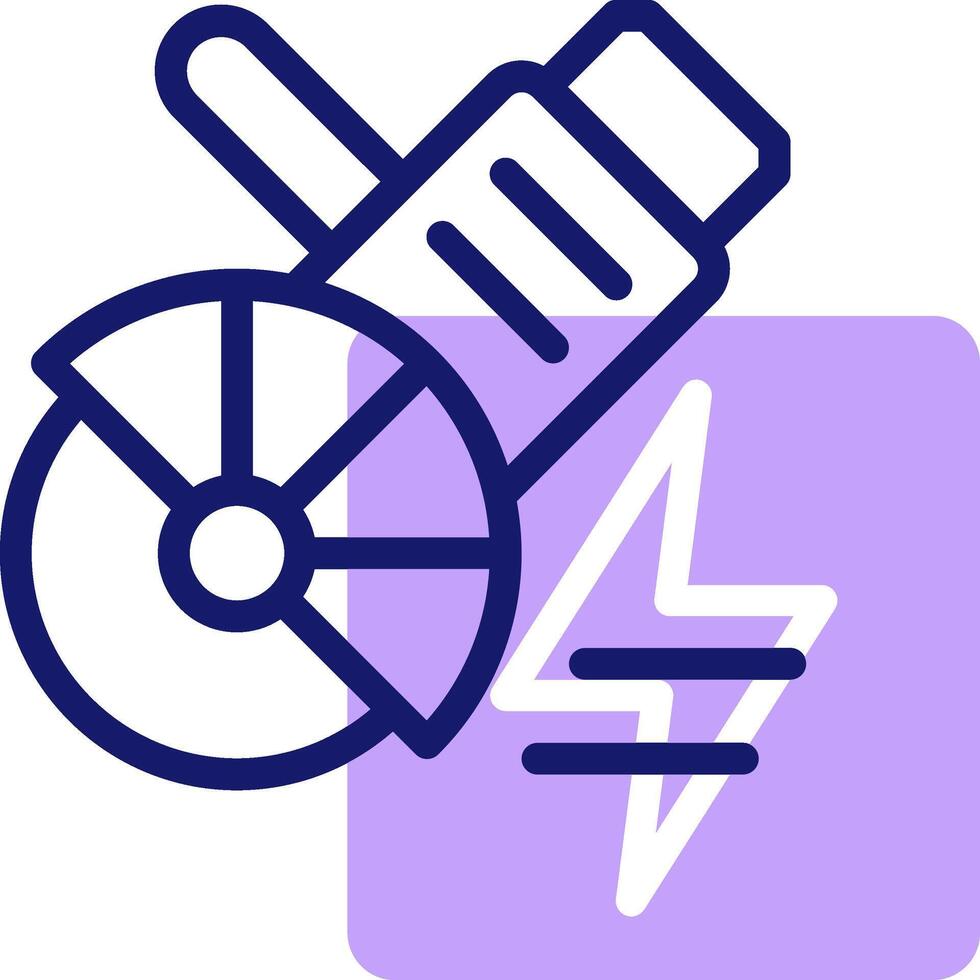 A purple icon with a lightning bolt and a power cord vector