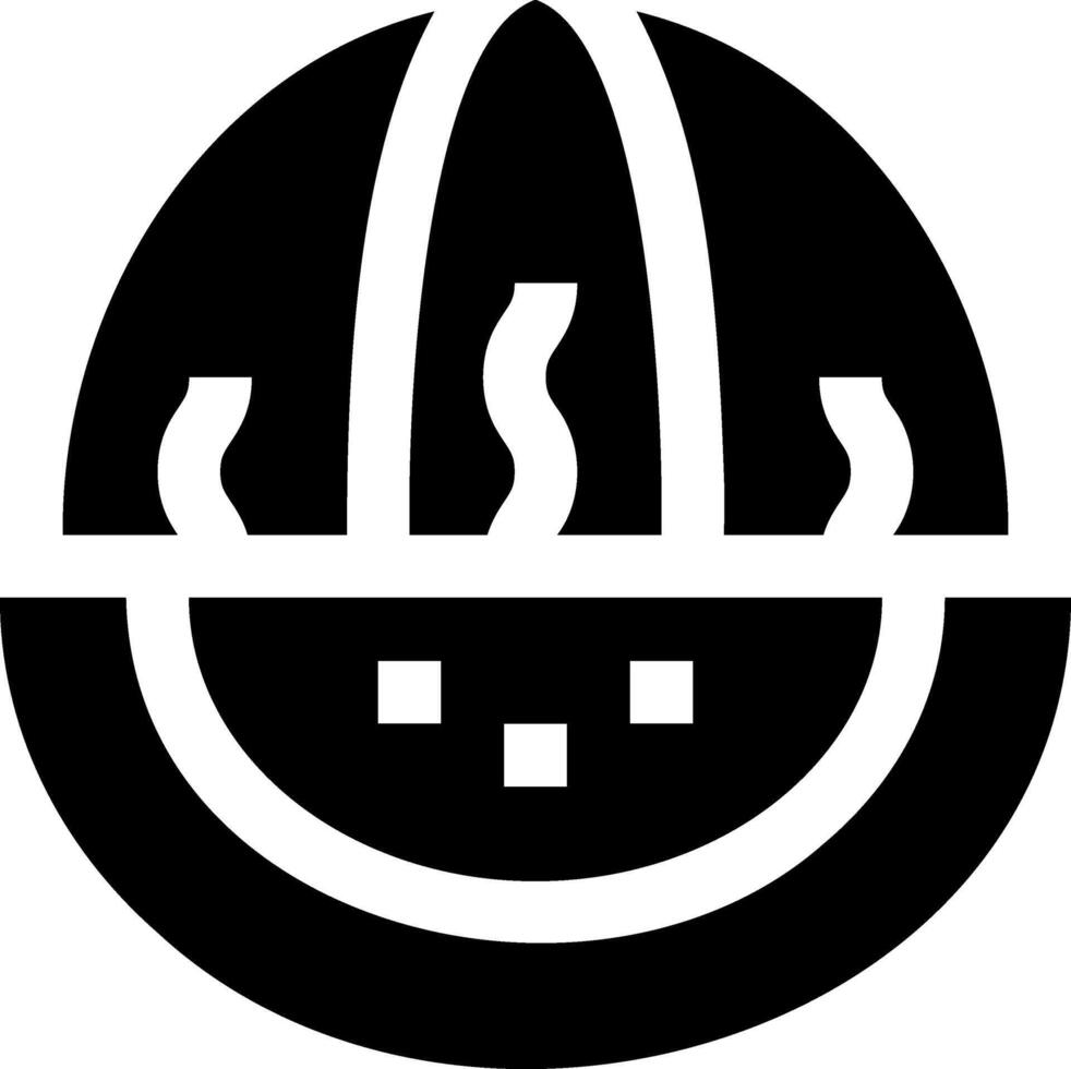 A black and white logo of a bowl with a face vector