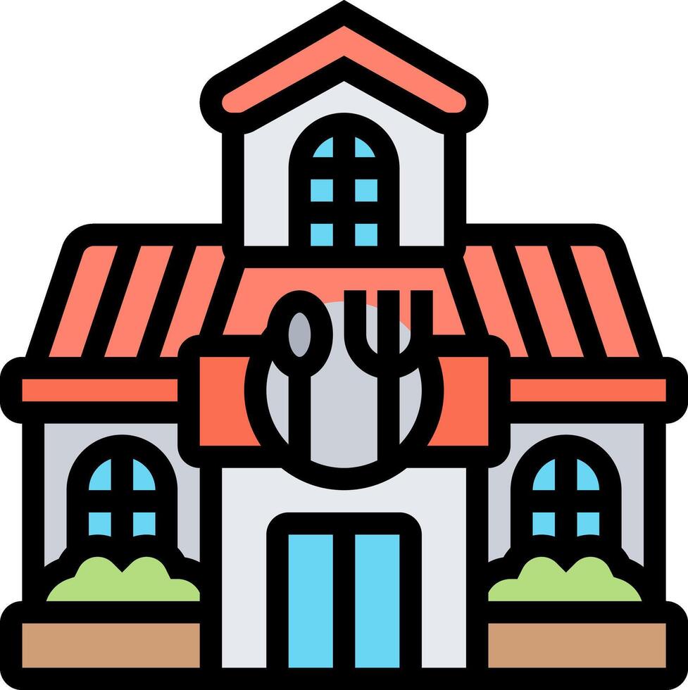 A restaurant building with a fork and knife vector