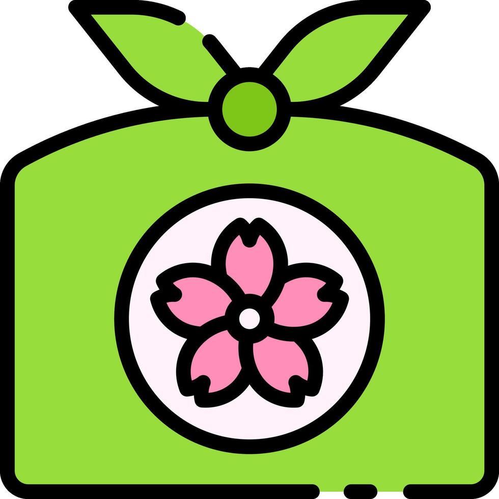 A green box with a pink flower on it vector