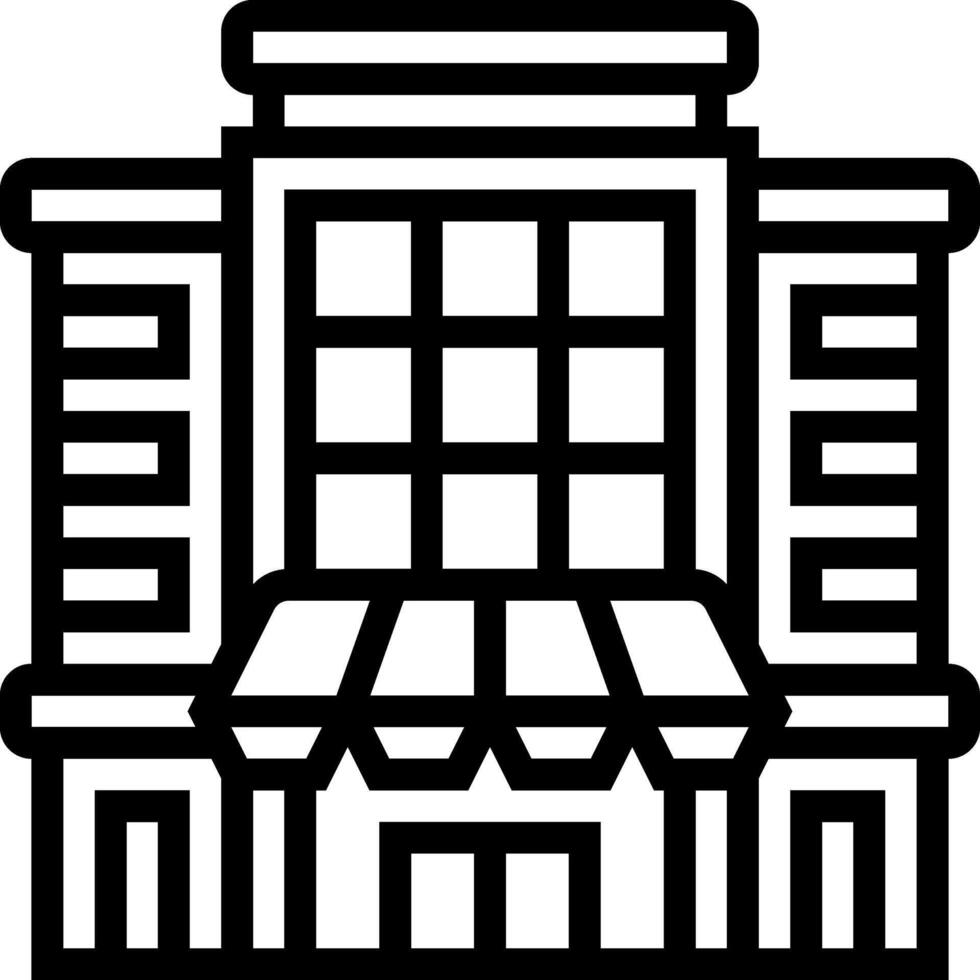 A black and white line drawing of a building vector