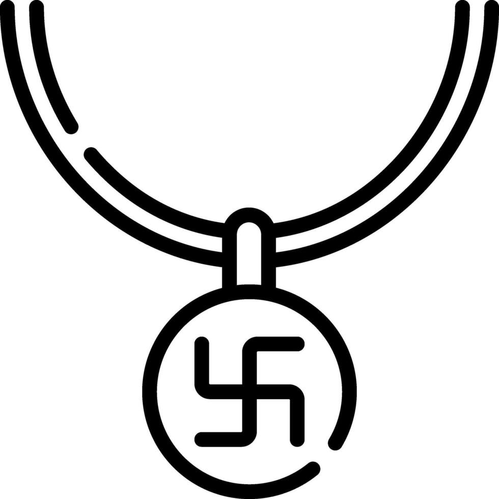 A black and white image of a necklace with a symbol on it vector