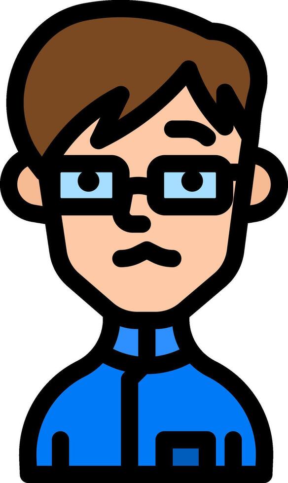 A cartoon man with glasses and a blue shirt vector