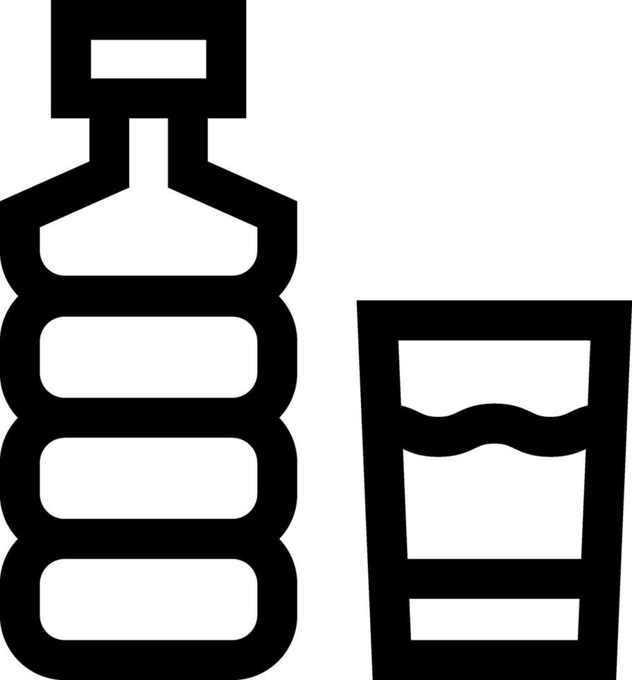 A bottle and glass of water are shown vector