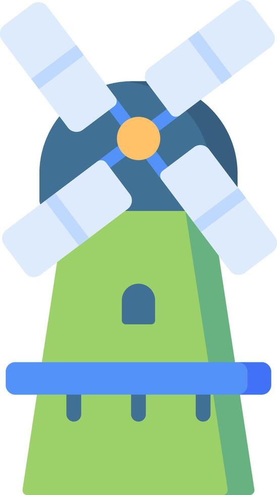 A green and blue windmill with a blue propeller vector