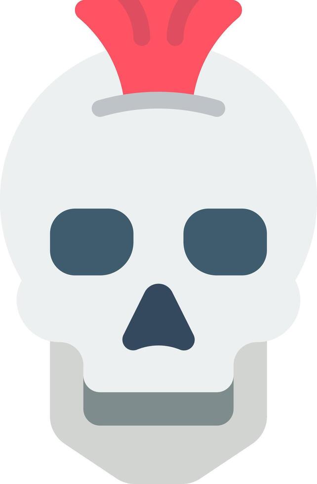 A skull with a red mohawk on its head vector
