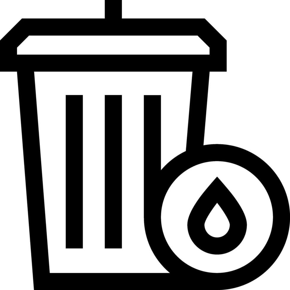 A black and white trash can with a drop of water vector