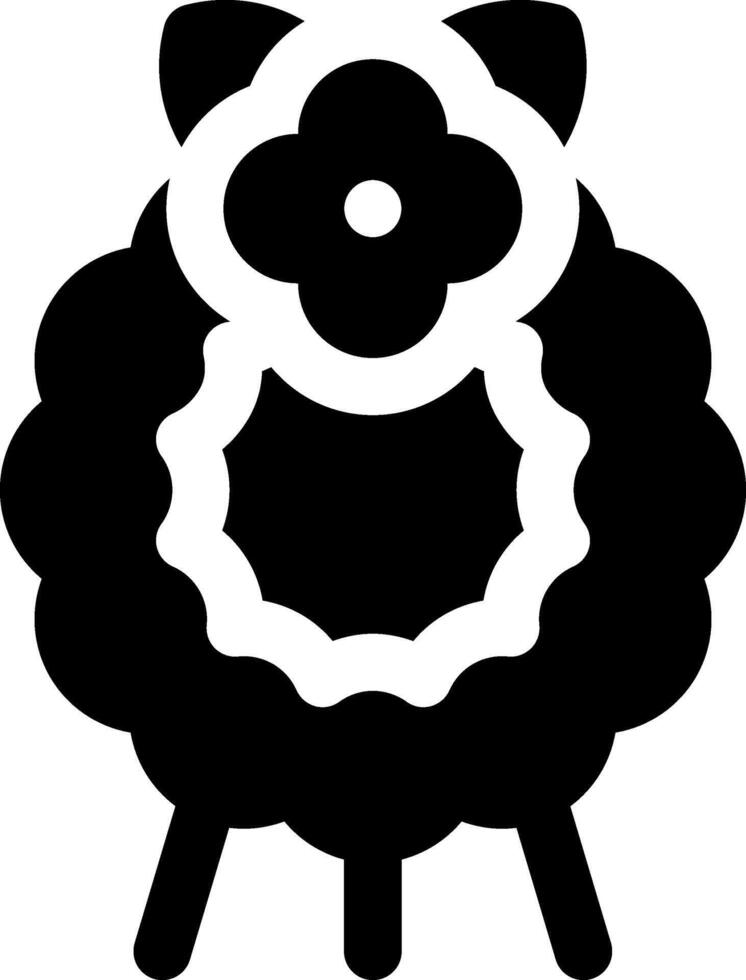 A black and white sheep with a flower on its head vector