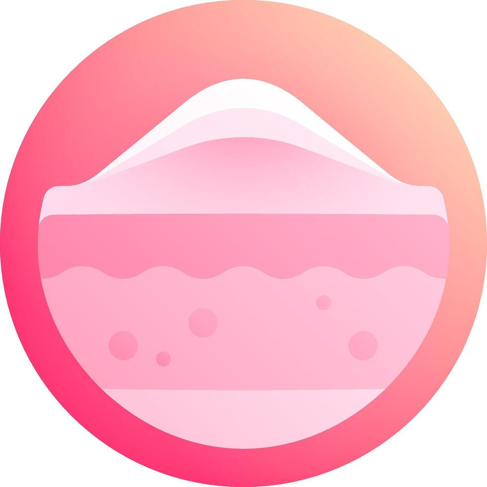 A pink and white circle with a pink and white cake vector