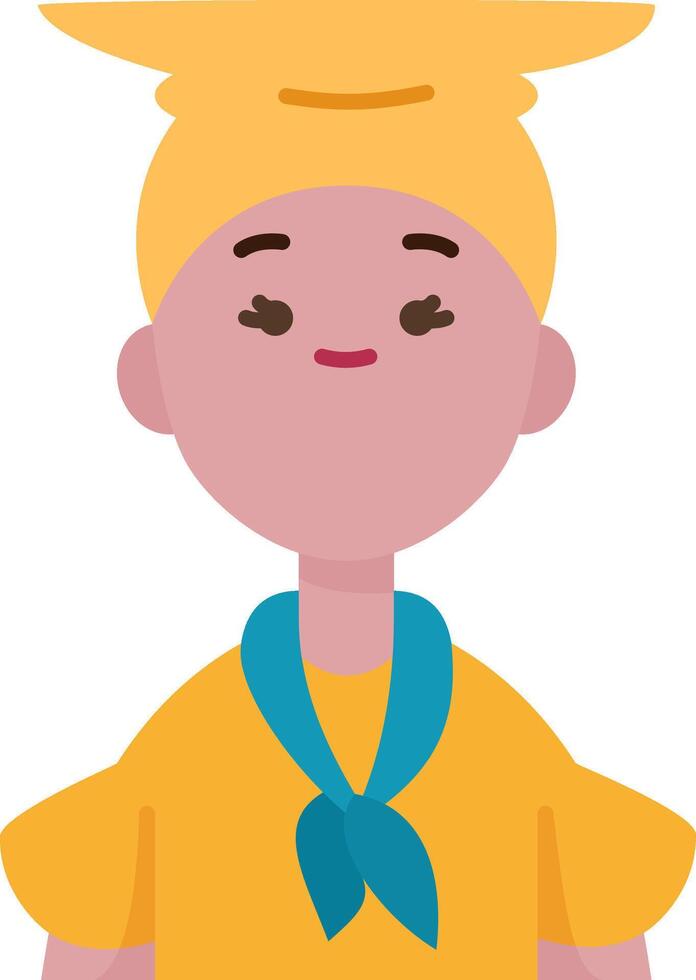 A cartoon boy wearing a yellow shirt and a blue tie vector
