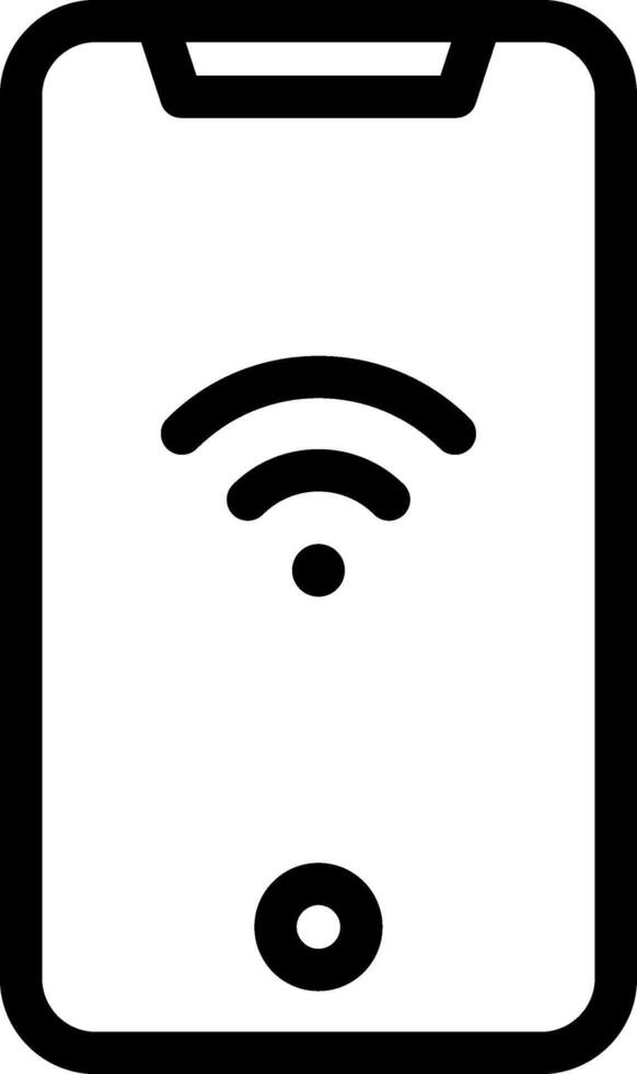 A black and white image of a phone with wifi vector
