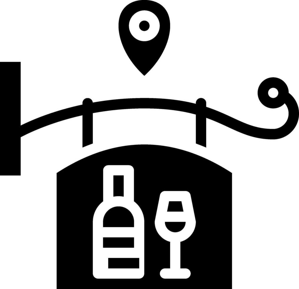 A black and white icon of a bottle and a glass vector