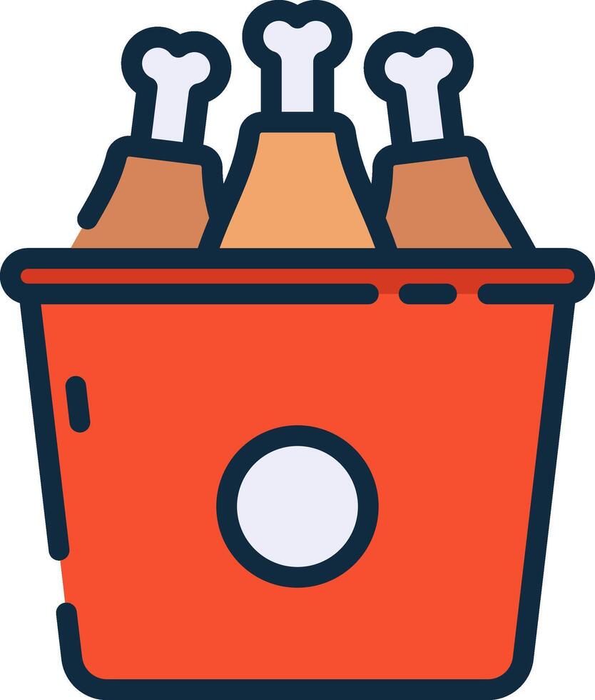 A bucket with chicken in it on a white background vector