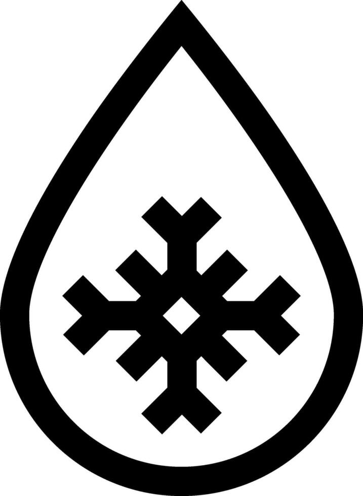 A black and white logo of a snowflake in a drop vector