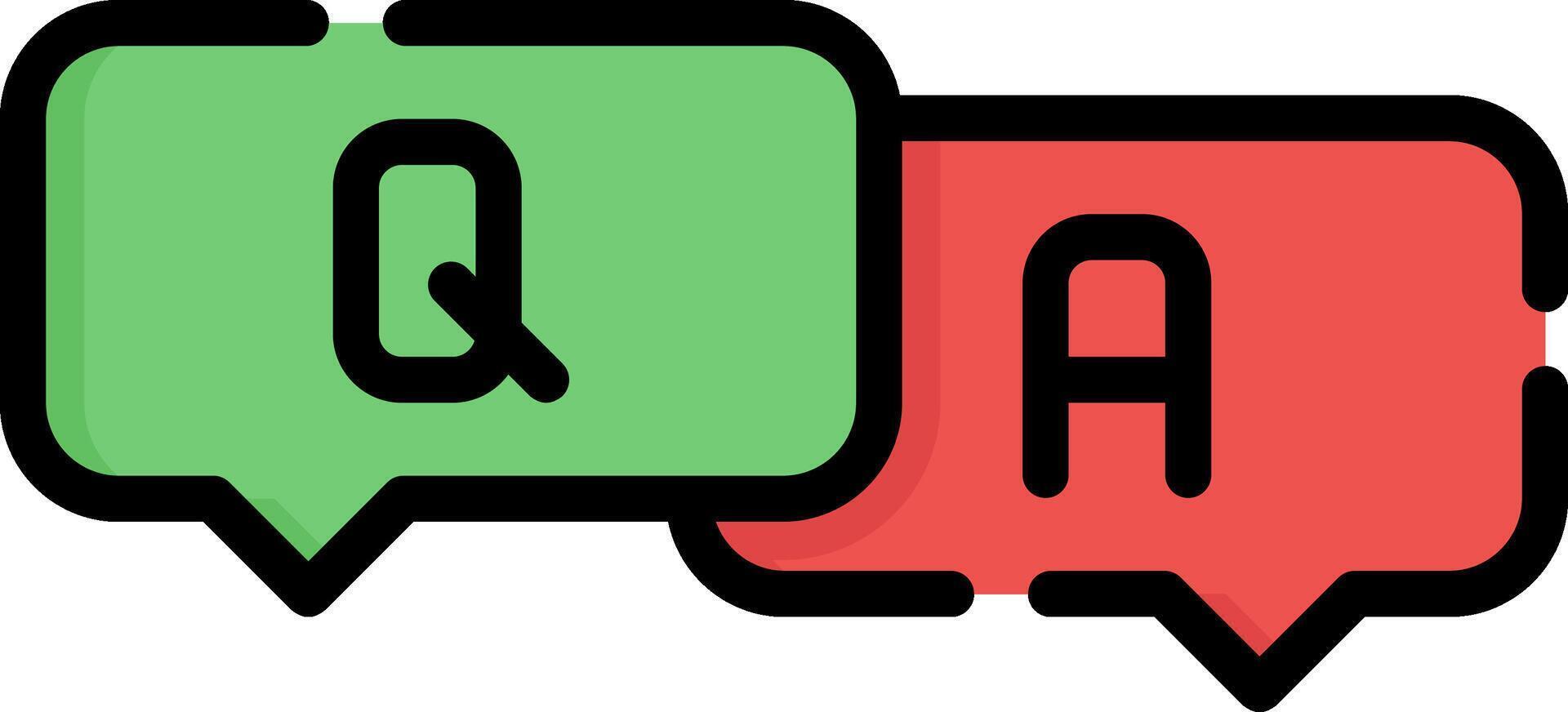 Two speech bubbles with the word q and a vector
