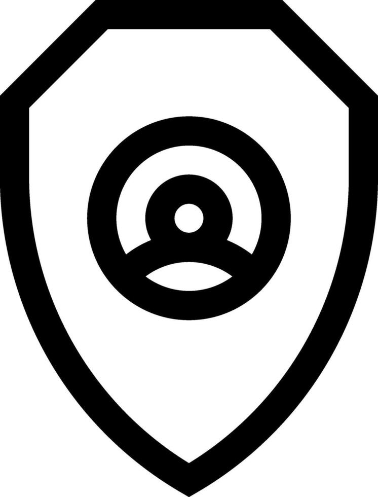 A black and white logo of a shield with a circle inside vector