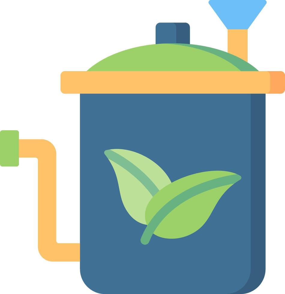 A green plant is in a pot with a blue lid vector