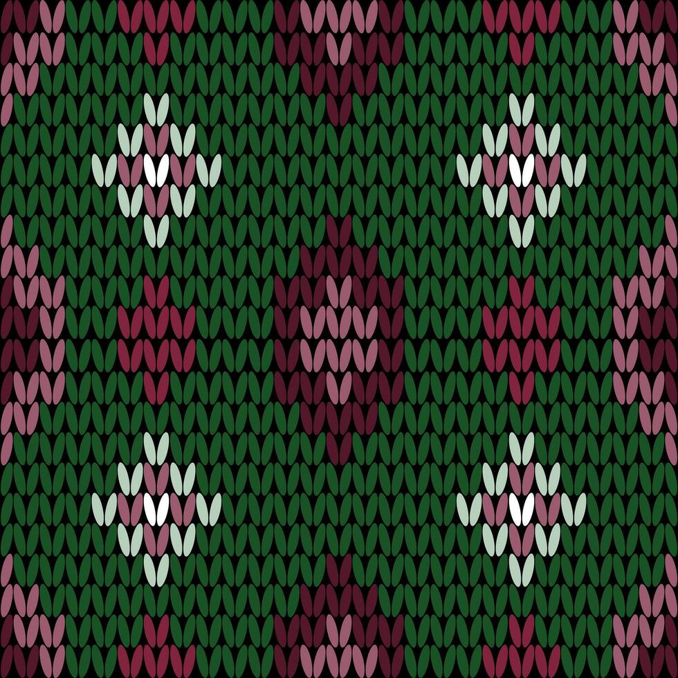 Knitting with beautiful patterns is used in winter clothes vector
