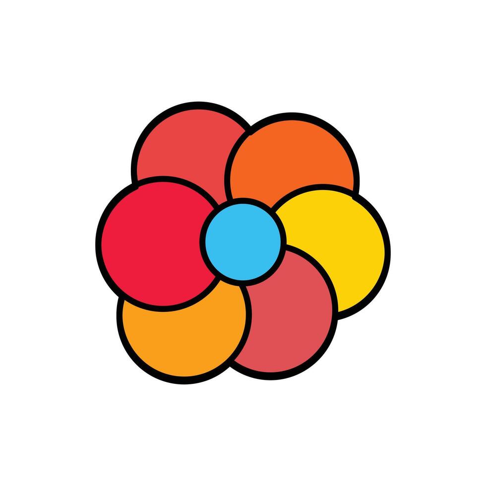 Flower icon in flat style isolated on white background. cute flower decorative icon illustration design graphic flat style red color. Floral illustration element design vector