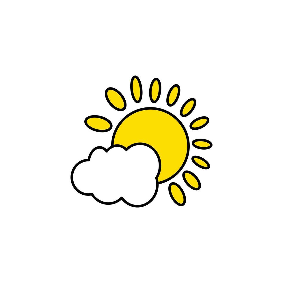Sun and cloud icon. Weather symbol. Meteorology sign. Flat color design. illustration. Graph symbol for travel and tourism web site and apps design, logo, app, UI vector