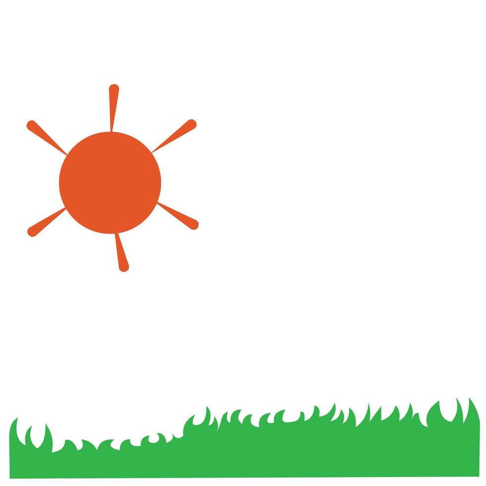 Sun and grass. Flat design style eps 10. Abstract illustration of simple nature background in flat style. Graphic design template elements with a natural theme vector