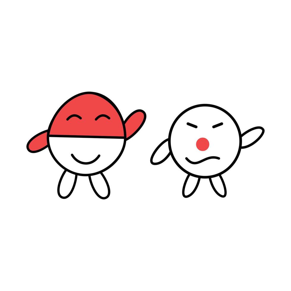 Cute kawaii egg carton icon. Line style illustration. Cartoon character illustration element design resembling an egg. Cute cartoon with red and white color. Cute doodle monsters. vector