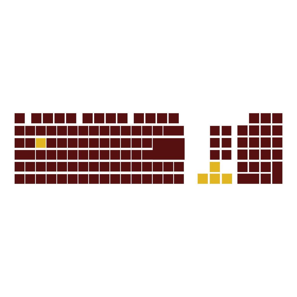 Brick wall icon. Flat color design. Technology illustration element design, red keyboard button layout. keyboard button silhouette vector