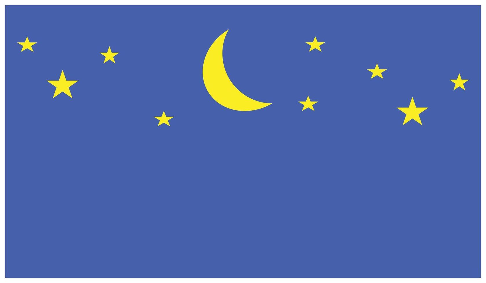 Illustration of the Flag of the European Union with the Moon and Stars. Bright starry night sky illustration element design. Quiet and comfortable night sky background. vector