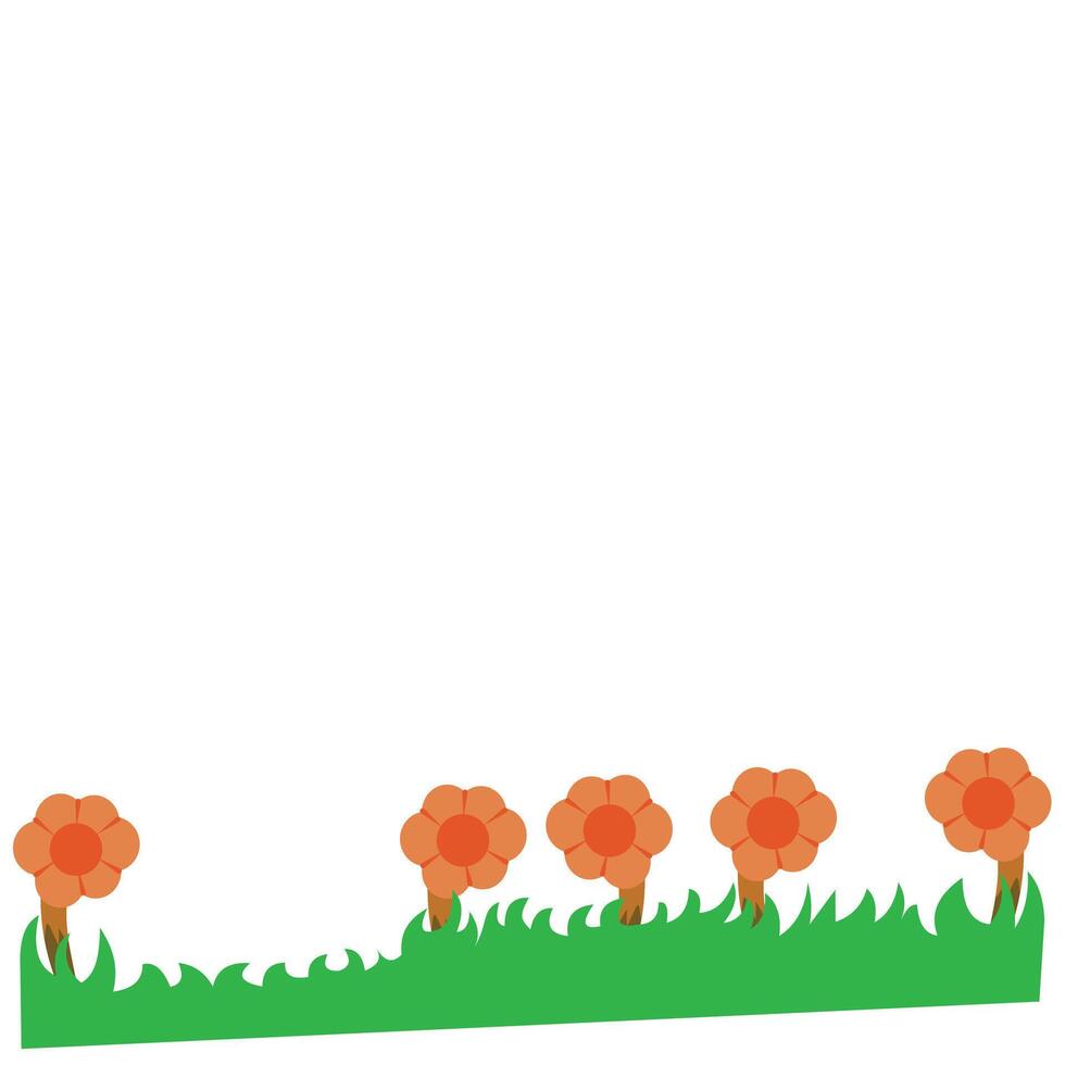 Flowers in the grass. Illustration of a meadow overgrown with beautiful flowers. Illustration element design with a nature theme. suitable for children's story books illustration vector