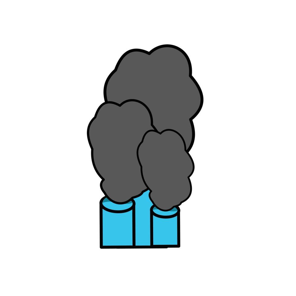 chimney from industrial activity exhaust icon. Thick dark smoke billowing causing air pollution. Suitable for use in industrial design and air pollution vector