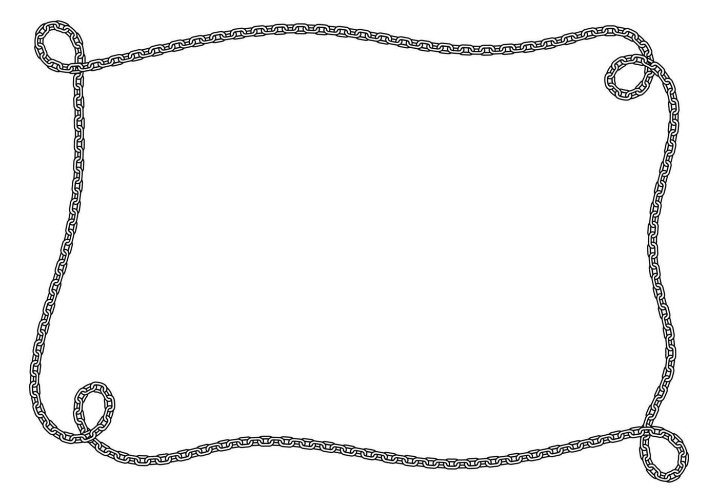 Chain frame corner, coiled into rectangle and twist shape with knot. vector